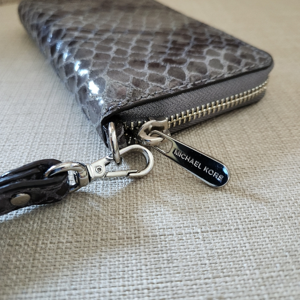 Michael Kors Gray Python Embossed Leather Wallet … - image 5